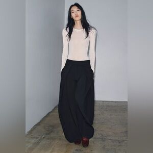 ZARA PLEATED WIDE LEG PINSTRIPE PANTS ZW COLLECTION 8219/100/104 size XS